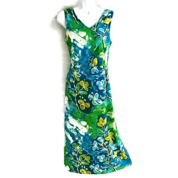 Jams World Dress Hawaii Copyright Tropical Print Long Crackle Altered Pic - Picture 1 of 12